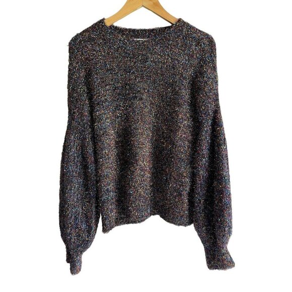 Do + Be Size Small Black Sparkle Multicolor Pullover Crewneck Sweater Holiday - Picture 1 of 8